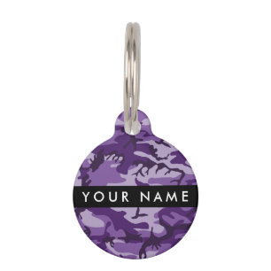 Purple Camouflage Your name Personalize Pet Tag