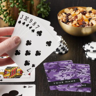 Purple Camouflage Your name Personalize Playing Cards