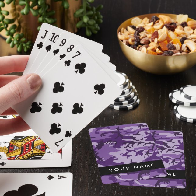 Purple Camouflage Your name Personalize Playing Cards (In Situ)