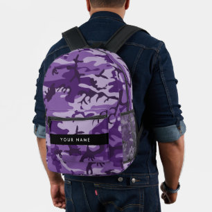 Purple Camouflage Your name Personalize Printed Backpack