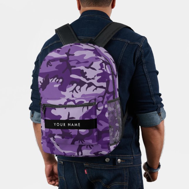 Purple Camouflage Your name Personalize Printed Backpack (Insitu (Model))