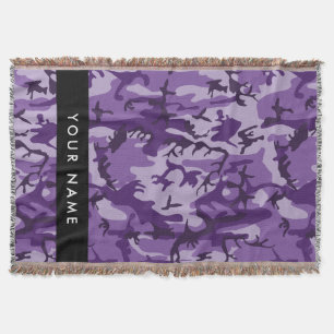 Purple Camouflage Your name Personalize Throw Blanket