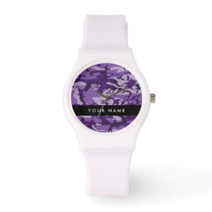 Purple Camouflage Your name Personalize Watch