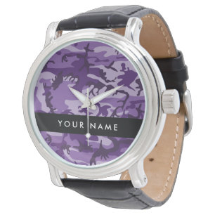 Purple Camouflage Your name Personalize Watch