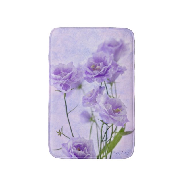 Purple Campanella Flowers Macro Bath Mat (Front Vertical)