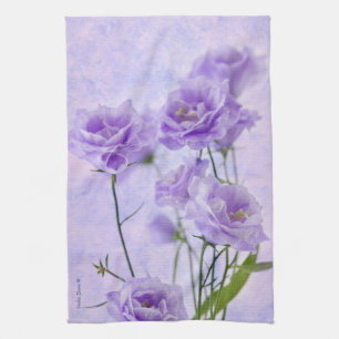 Purple Campanella Flowers Macro Kitchen Towel