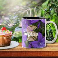 Purple Campanula Flowers Monogrammed Floral