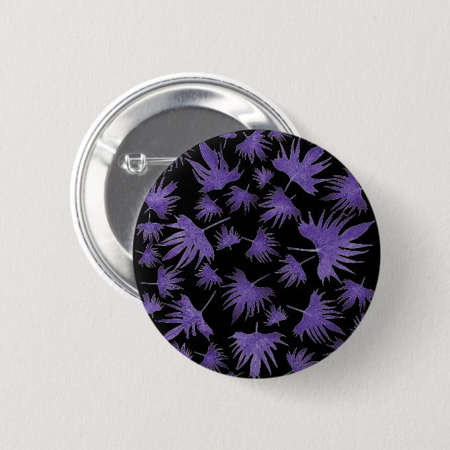 Purple Canary Vine Leaves 2 Inch Round Button (Front & Back)