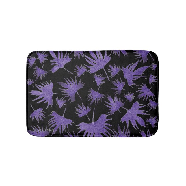 Purple Canary Vine Leaves Bath Mat (Front)