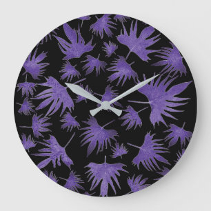 Purple Canary Vine Leaves Large Clock
