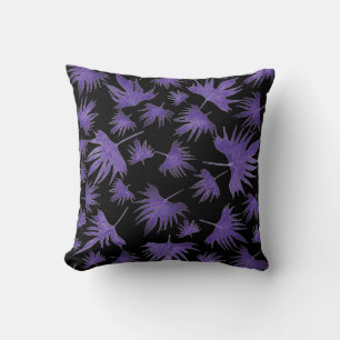 Purple Canary Vine Leaves Throw Pillow