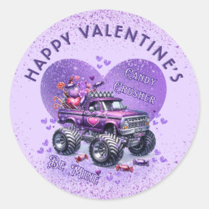 Purple Candy Crusher Be Mine Monster Truck  Classic Round Sticker