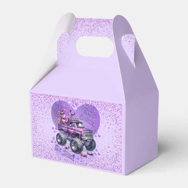 Purple Candy Crusher Be Mine Monster Truck  Favor Box (Front Side)