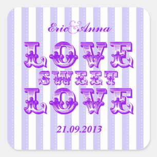 Purple Candy Stripe LOVE SWEET LOVE sticker