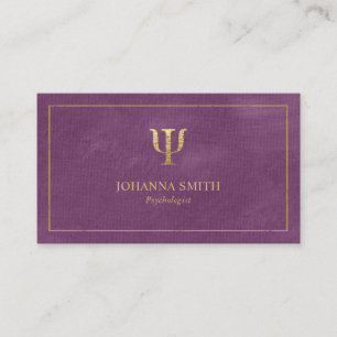 Purple Canvas Golden Frame Psychologist Psi Symbol Appointment Card
