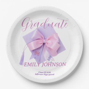 Purple Cap Graduation Party Paper Plate