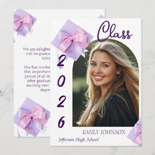 Purple Cap Photo Graduation Announcement 