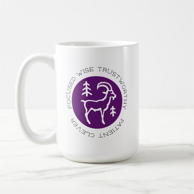 Purple Capricorn Zodiac Star Sign Astrology Trait Coffee Mug (Left)