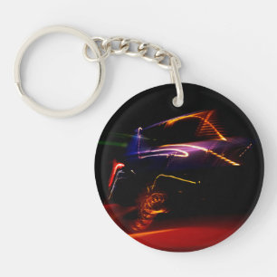 purple car dance keychain