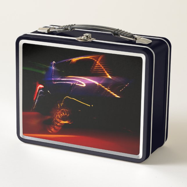 purple car dance metal lunch box (Front)