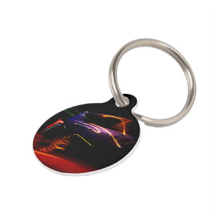 purple car dance pet ID tag