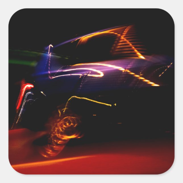 purple car dance square sticker (Front)