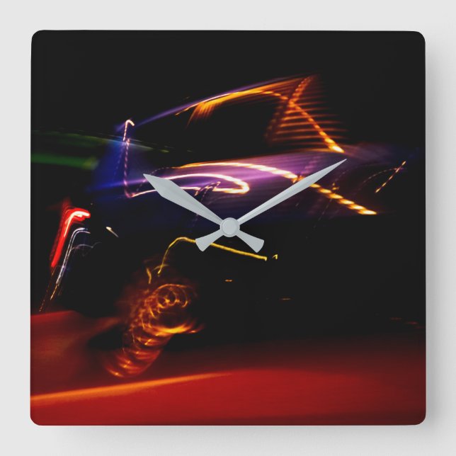 purple car dance square wall clock (Front)