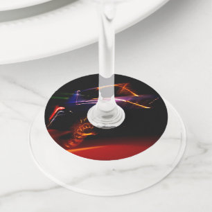 purple car dance wine glass tag