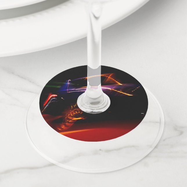 purple car dance wine glass tag (Close Up)