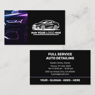 Purple Car Service Auto Detailing Minimalistic Business Card