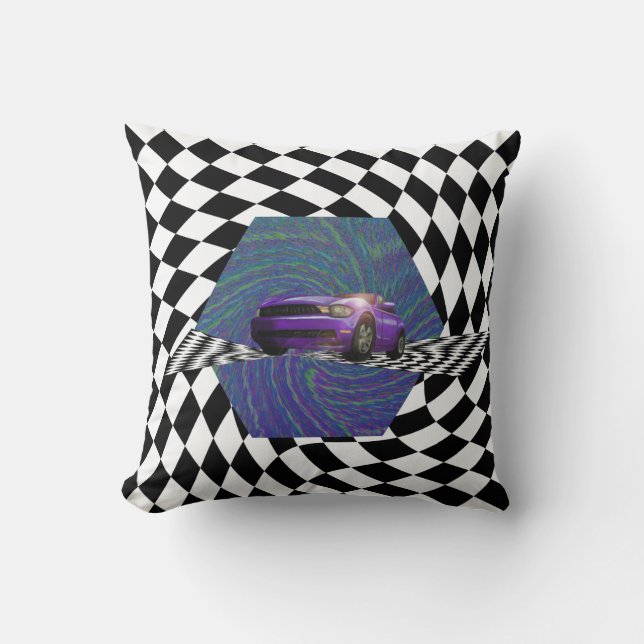 Purple Car Winner's Circle Throw Pillow (Front)