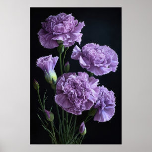 Purple Carnations Flower Art Print Poster