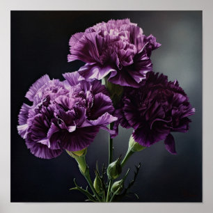 Purple Carnations Flower Art Print Poster