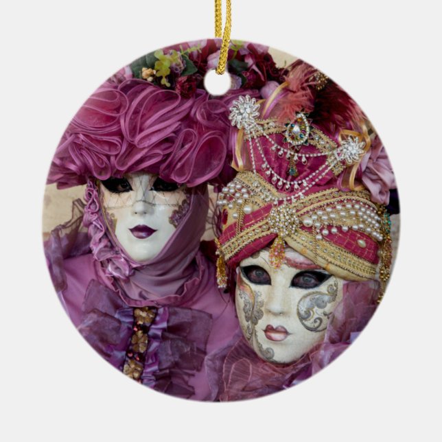 Purple Carnival costume, Venice Ceramic Ornament (Front)
