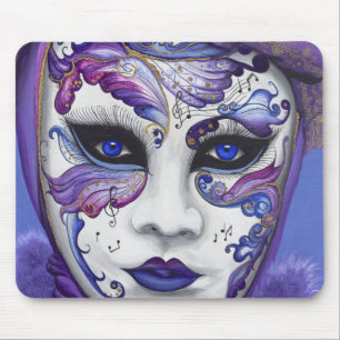 Purple Carnival Mask by PSOVART Mouse Pad