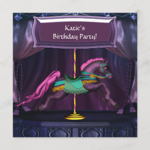 Purple Carousel Cheval Anniversaire Invitation de 
