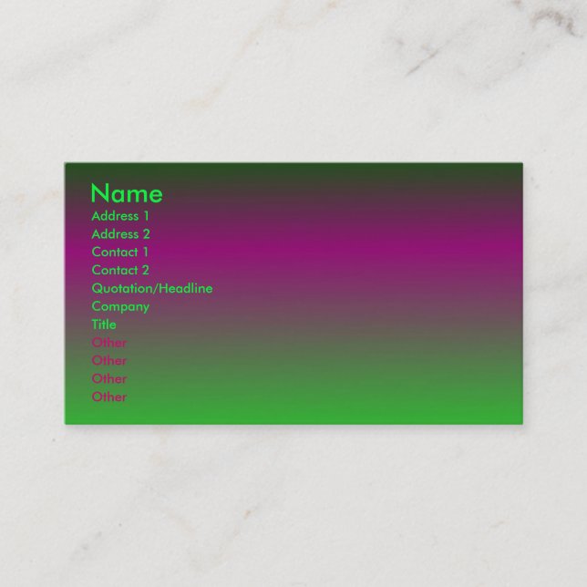 Purple - Carte de profil verte (Devant)