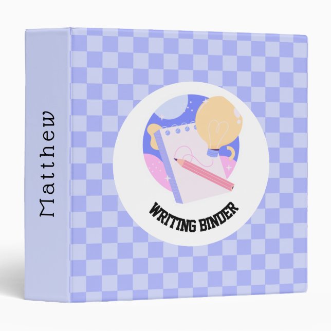 Purple Cartoon Writing Binder Cover Design (Front/Spine)