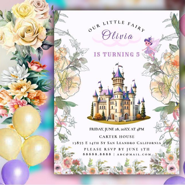 Purple Castle Fairytale Birthday Theme with Fairy Invitation (Creator Uploaded)
