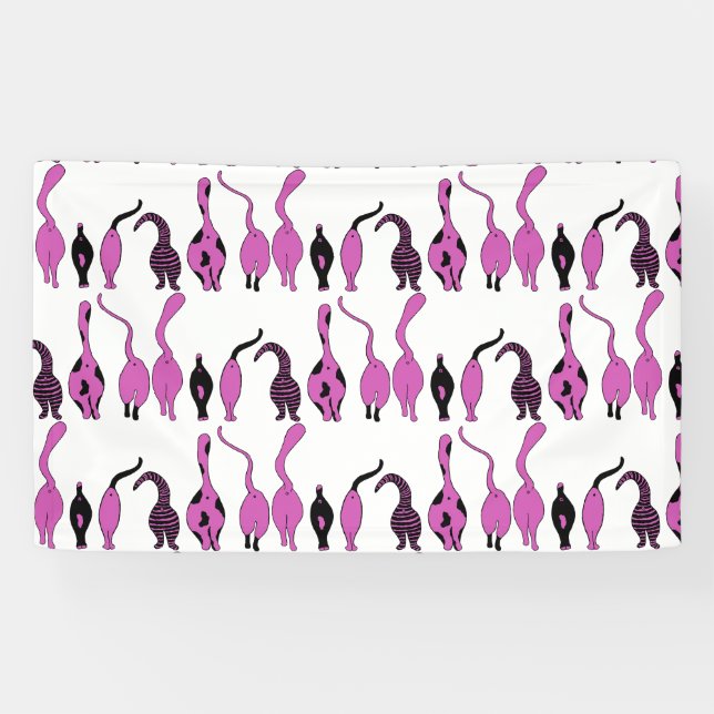 Purple Cat Butts Pattern Banner (Horizontal)