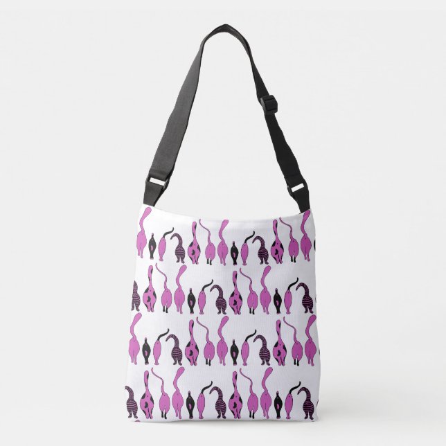 Purple Cat Butts Pattern Crossbody Bag (Front)