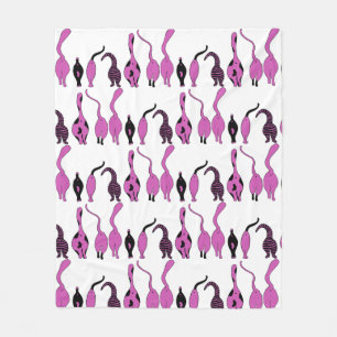 Purple Cat Butts Pattern Fleece Blanket