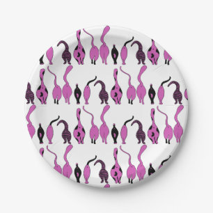 Purple Cat Butts Pattern Paper Plate