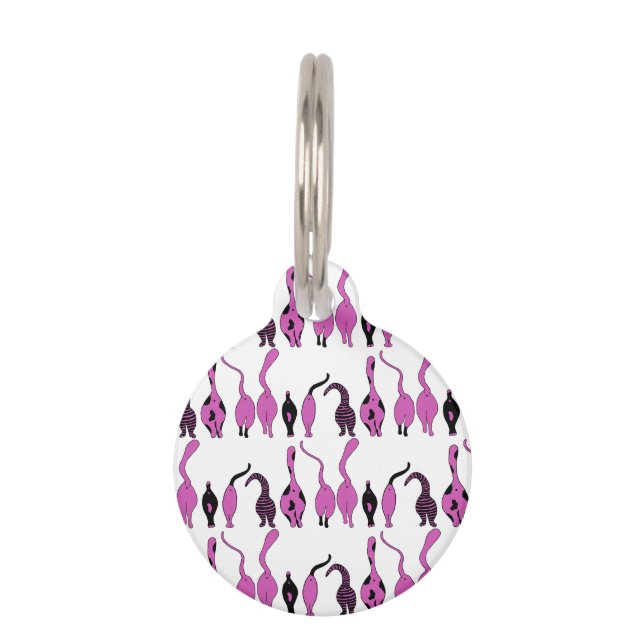 Purple Cat Butts Pattern Pet Tag (Front)