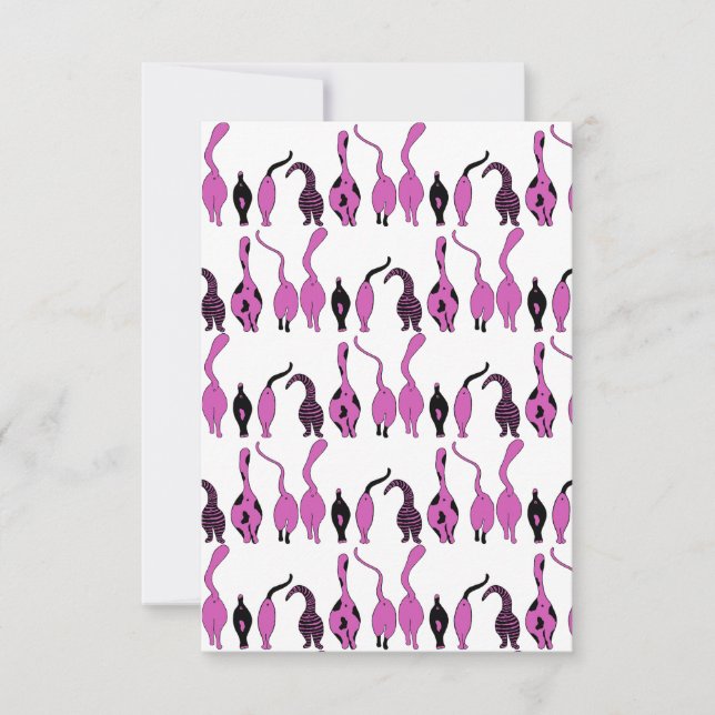 Purple Cat Butts Pattern Thank You Card (Front)