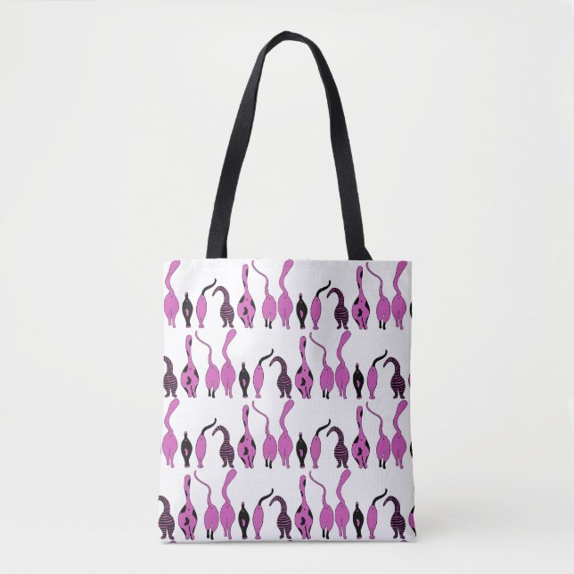Purple Cat Butts Pattern Tote Bag (Front)