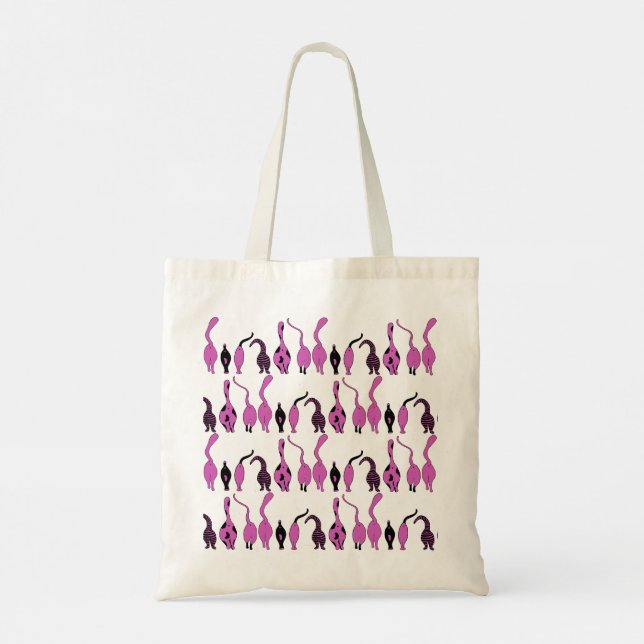 Purple Cat Butts Pattern Tote Bag (Back)