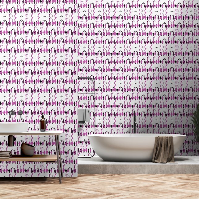 Purple Cat Butts Pattern Wallpaper (Bathroom)
