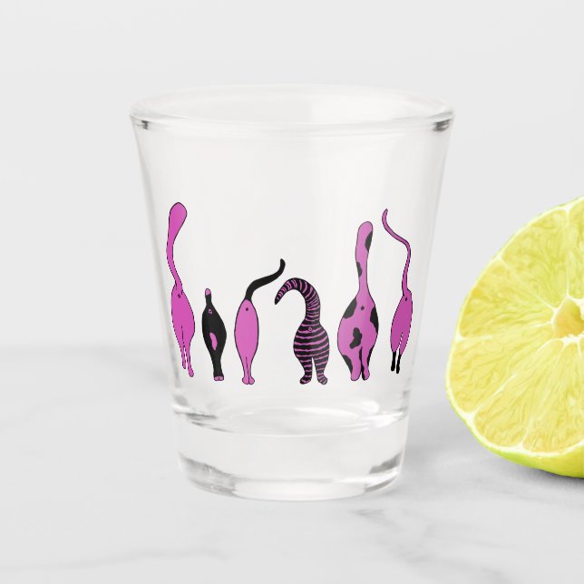 Purple Cat Butts Shot Glass (Front)