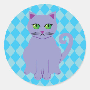 Purple Cat Classic Round Sticker